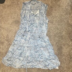 Sleeveless Light Blue Paisley Mini Dress